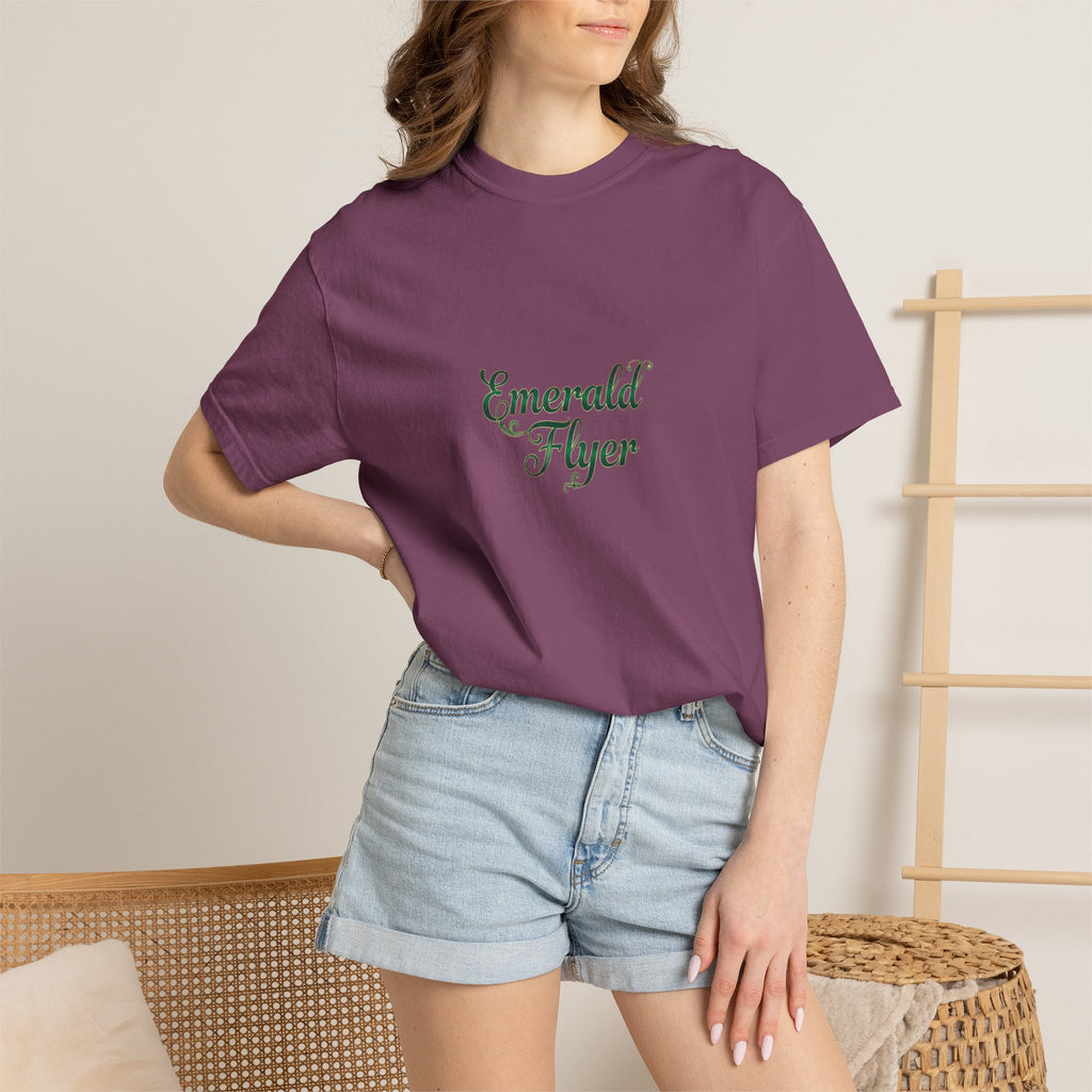 Emerald Flyer T-Shirt — "Born To Fly" Winged Emerald Graphic Tee