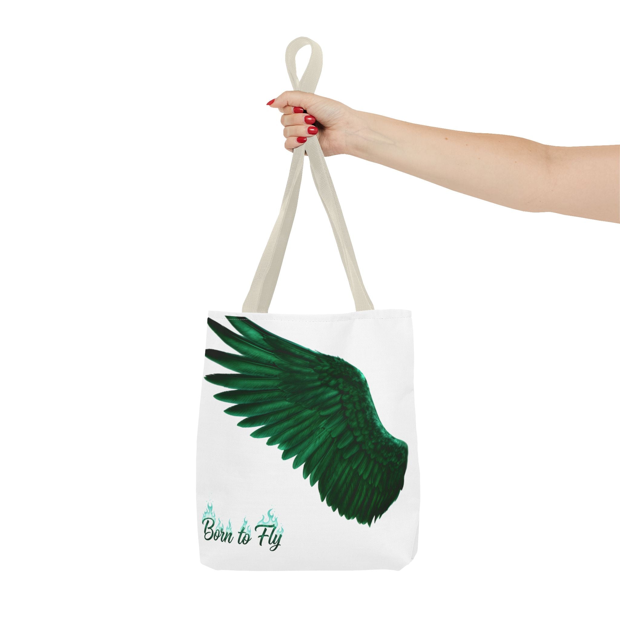 Emerald Wings Tote Bag — "Born to Fly" / "Emerald Flyer" Printed Tote