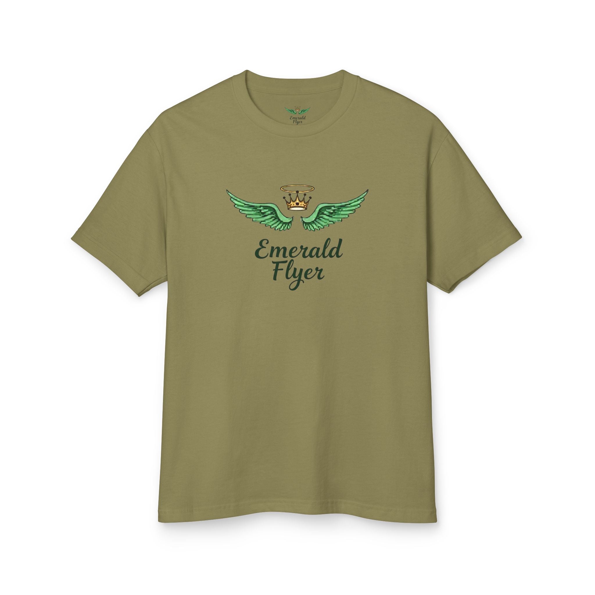 Emerald Flyer Tee — 'Emerald Flyer' Wings Graphic Cotton T-Shirt
