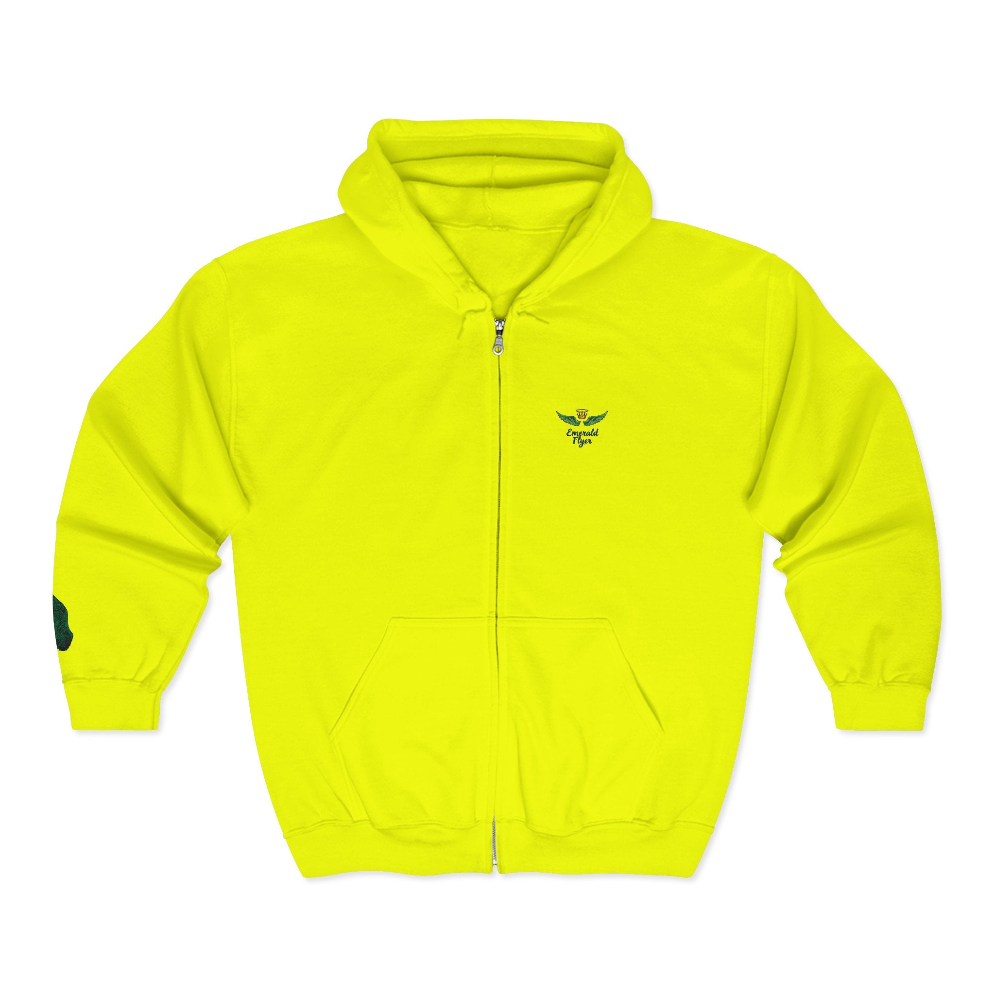 Emerald Flyer feather cuff zip hoodie