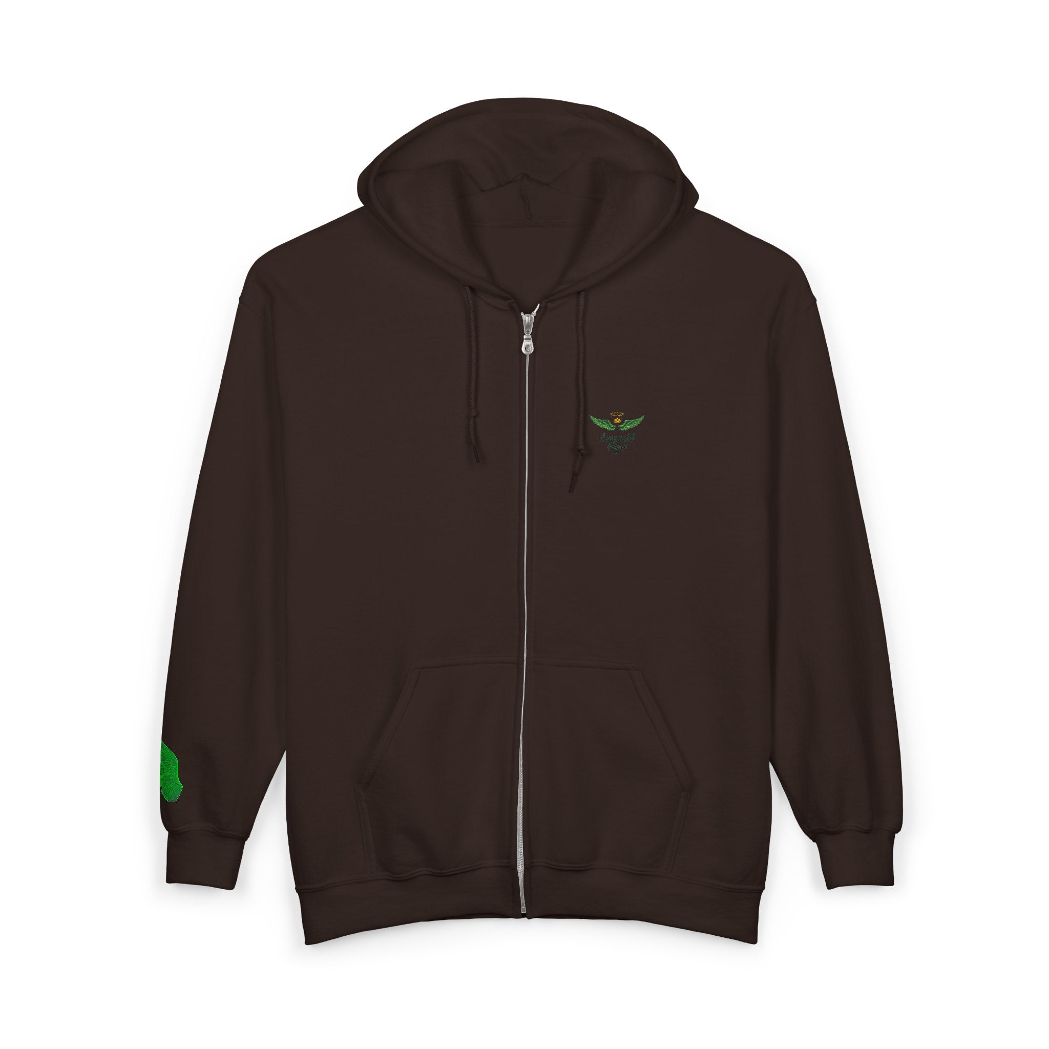 Emerald Flyer feather cuff zip hoodie