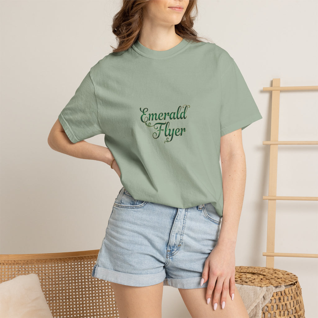 Emerald Flyer T-Shirt — "Born To Fly" Winged Emerald Graphic Tee