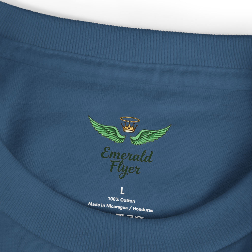 Emerald Flyer Tee — 'Emerald Flyer' Wings Graphic Cotton T-Shirt