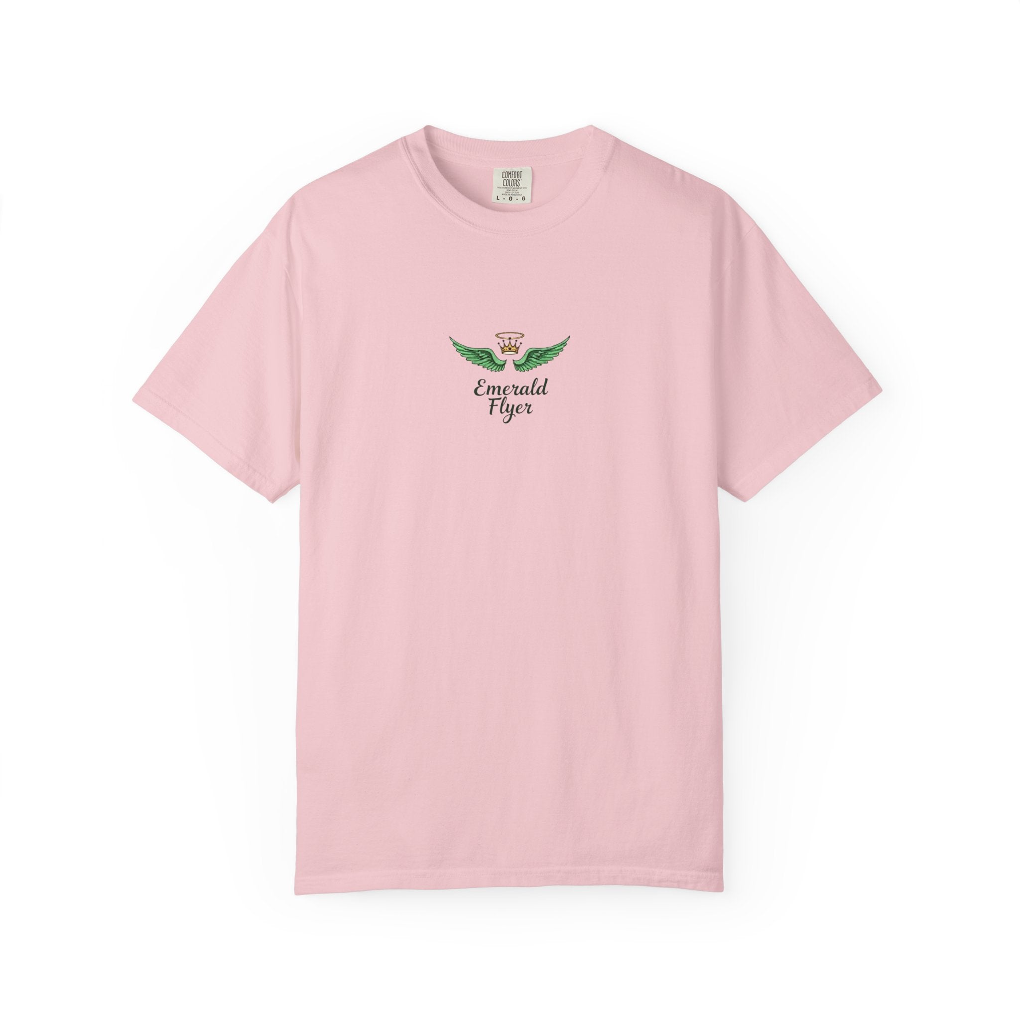 Emerald Tiger T‑Shirt — Green Winged Crown 'Born to Fly' Graphic Tee