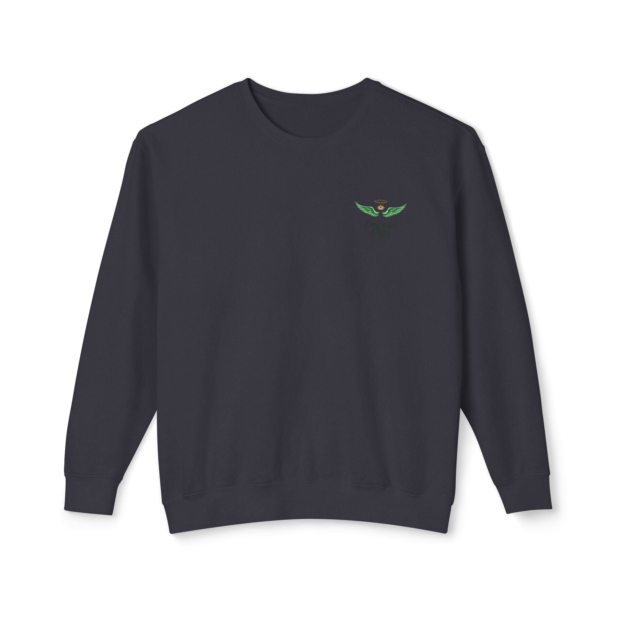 Born To Fly Crewneck Sweatshirt — Green Winged Crest Graphic