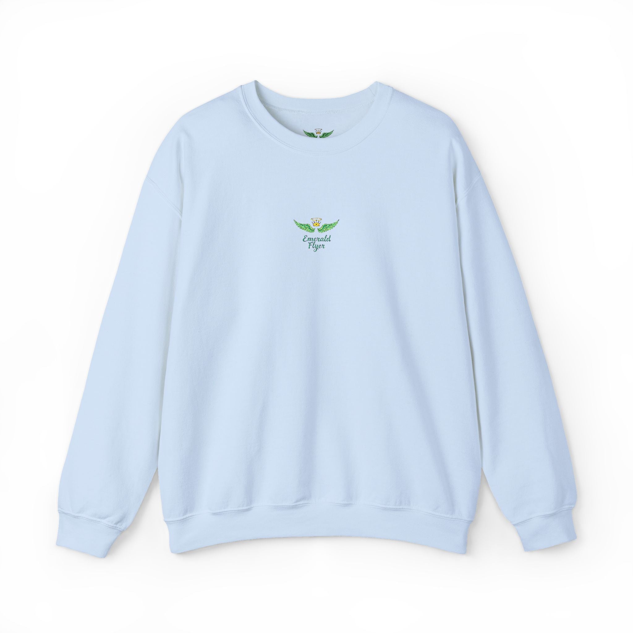 White Crewneck Sweatshirt with Tiny Green Plant Embroidery – “Plant Babe” Minimal Floral Design