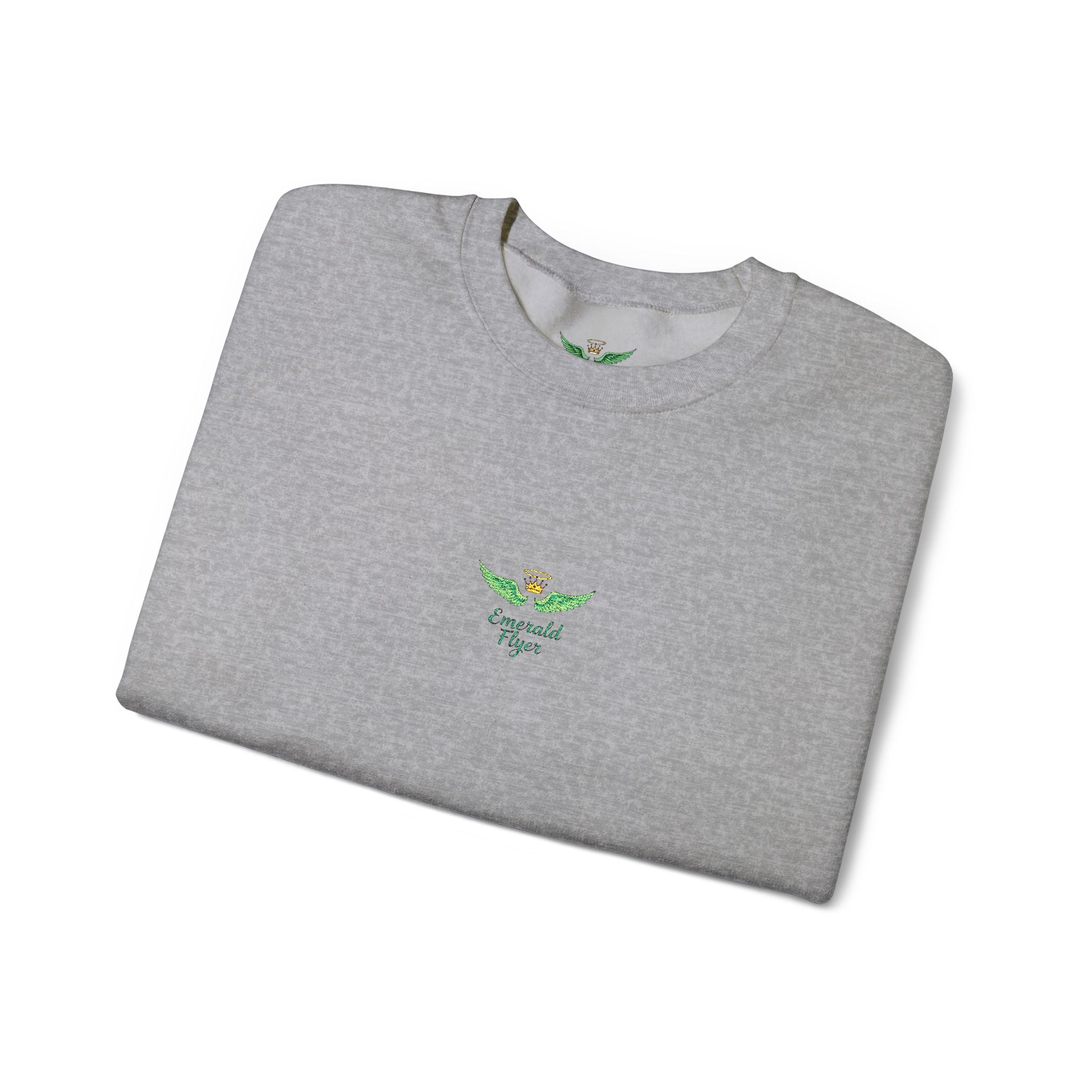 White Crewneck Sweatshirt with Tiny Green Plant Embroidery – “Plant Babe” Minimal Floral Design