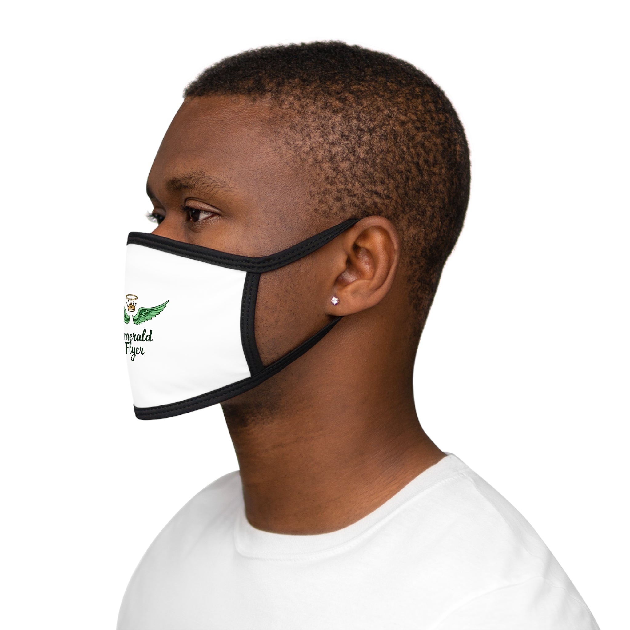 Emerald Flyer wings logo Face Mask | Green winged crown design