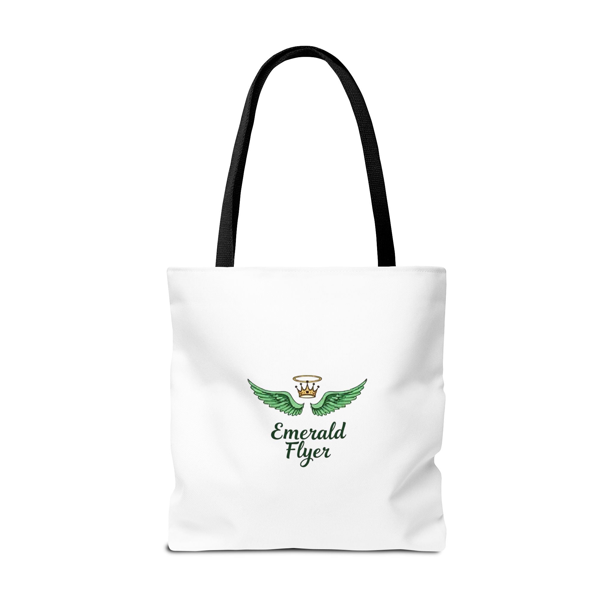 Emerald Wings Tote Bag — "Born to Fly" / "Emerald Flyer" Printed Tote