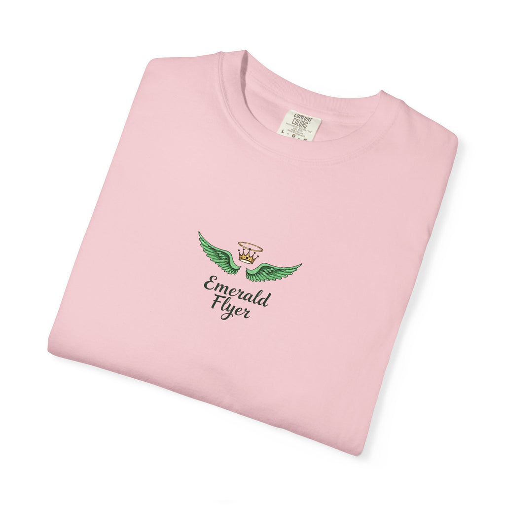 Emerald Tiger T‑Shirt — Green Winged Crown 'Born to Fly' Graphic Tee