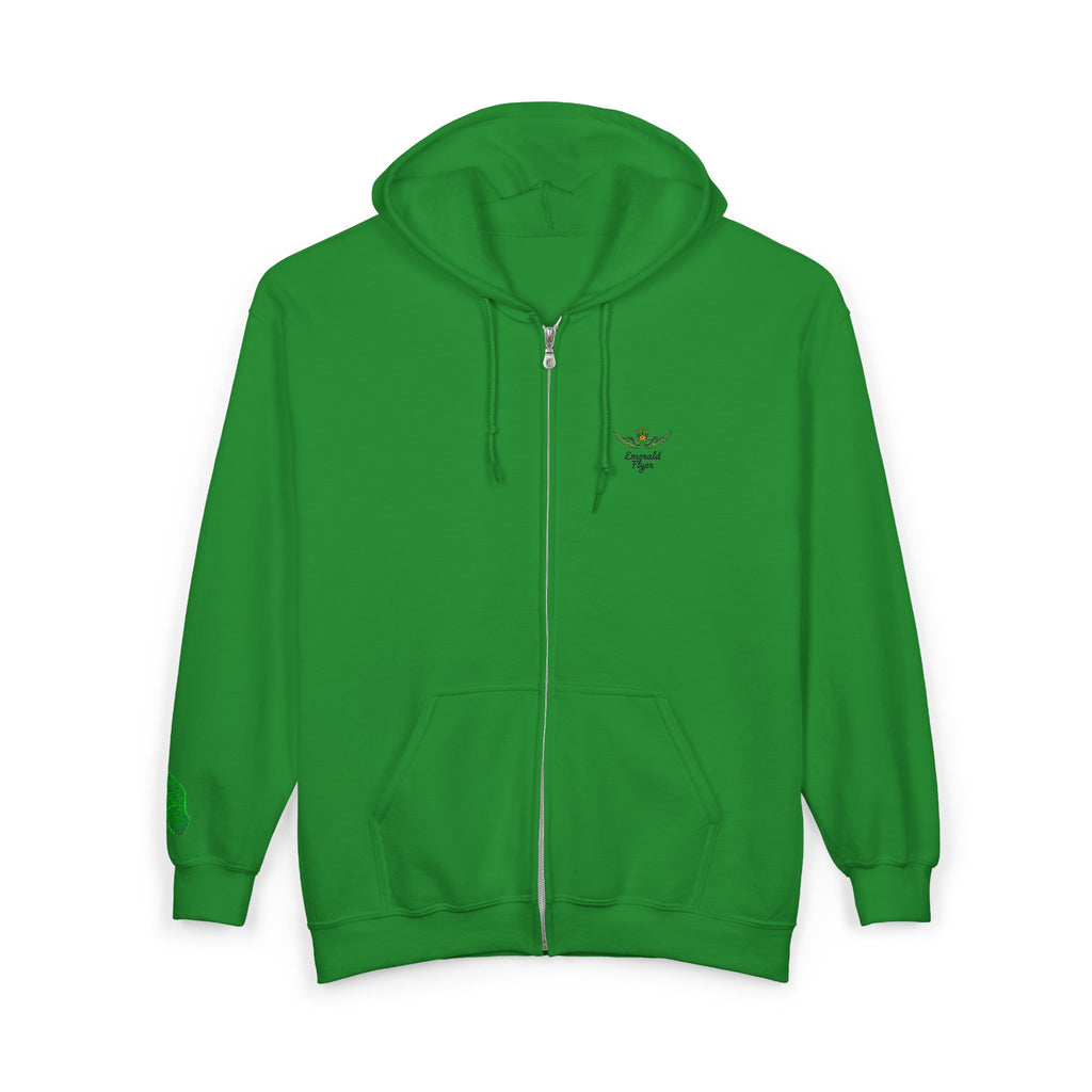 Emerald Flyer feather cuff zip hoodie
