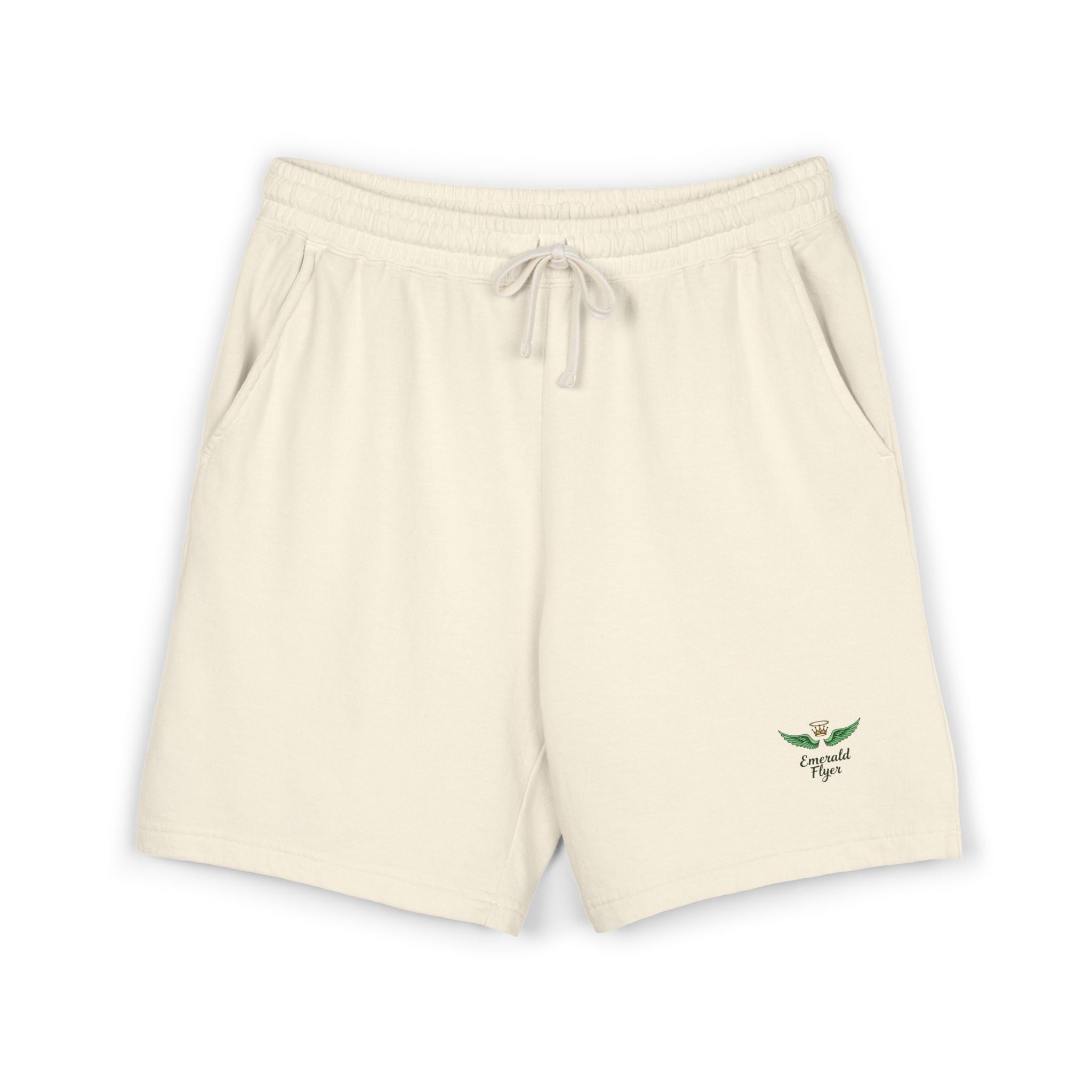Emerald Flyer Fleece Sweat Shorts — Lightweight Garment-Dyed Lounge Shorts