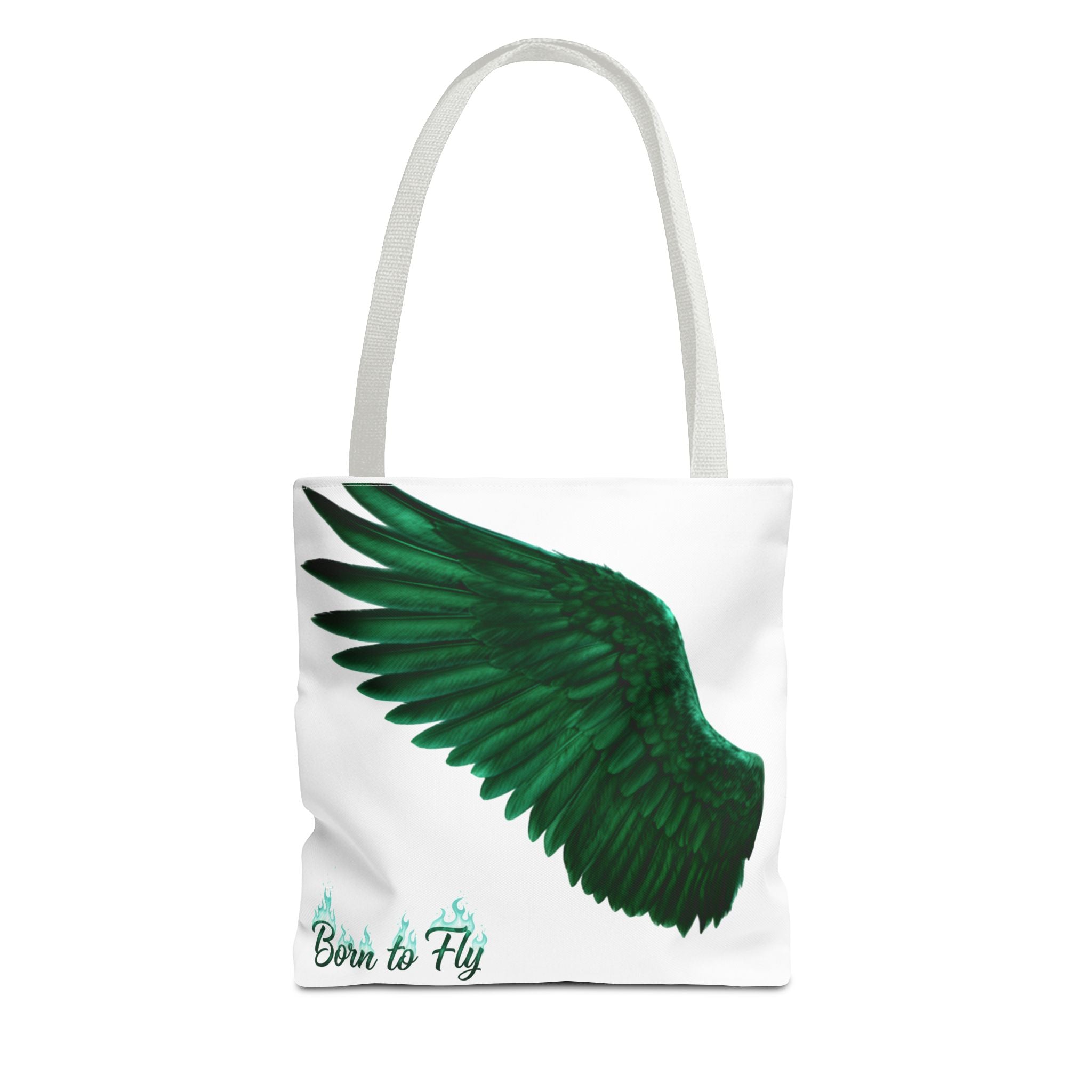 Emerald Wings Tote Bag — "Born to Fly" / "Emerald Flyer" Printed Tote
