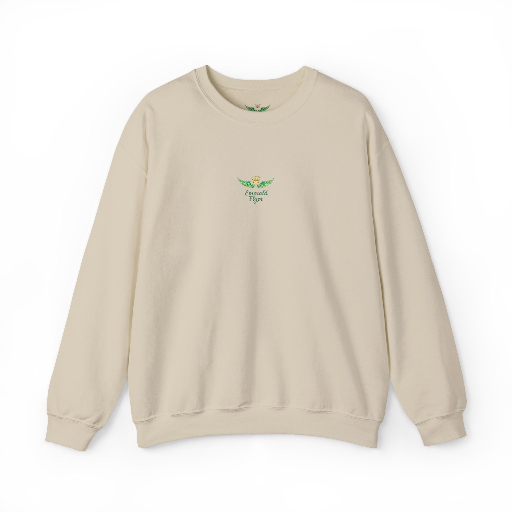 White Crewneck Sweatshirt with Tiny Green Plant Embroidery – “Plant Babe” Minimal Floral Design