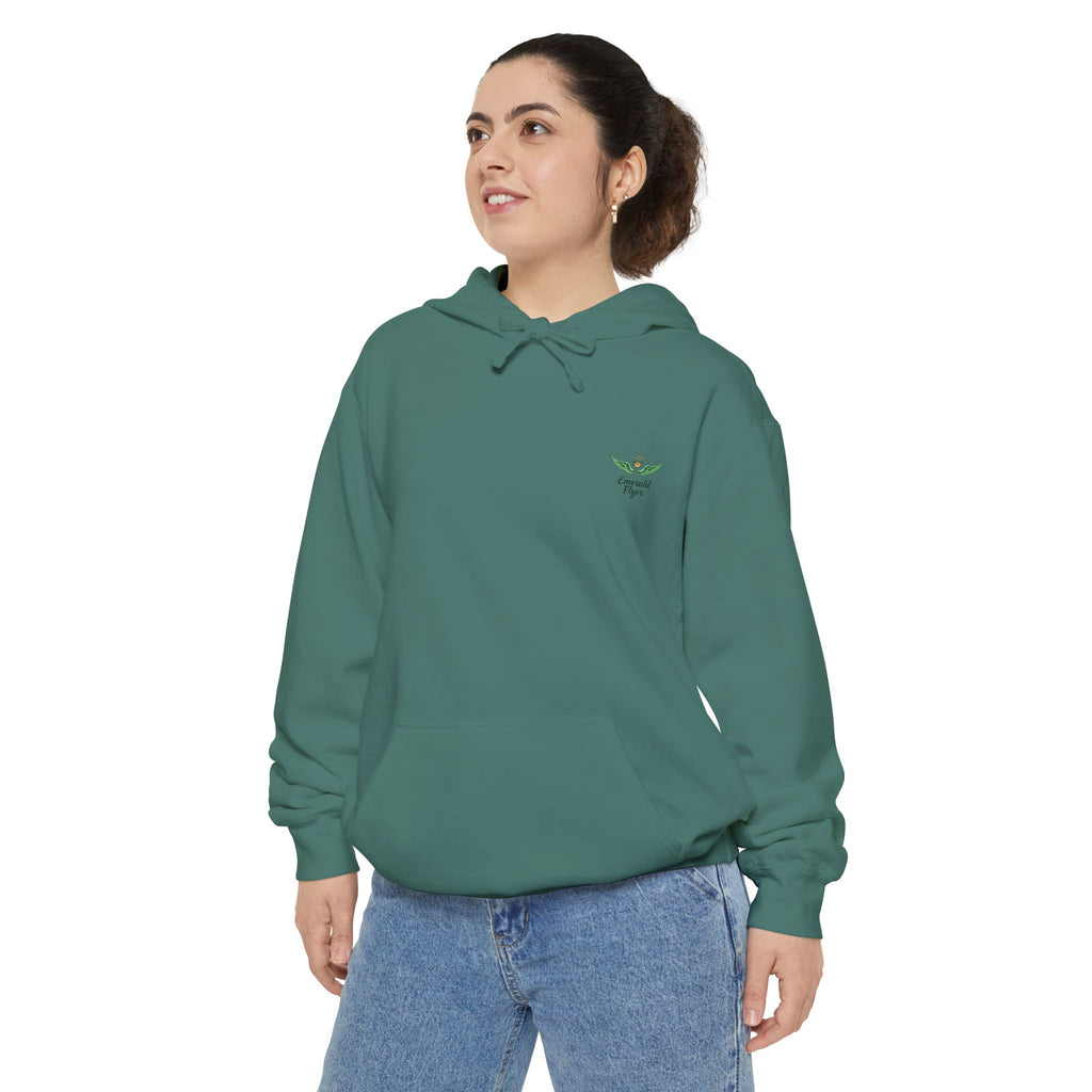 Minimal Plant Logo Hoodie — Small Green Leaf Chest Design
