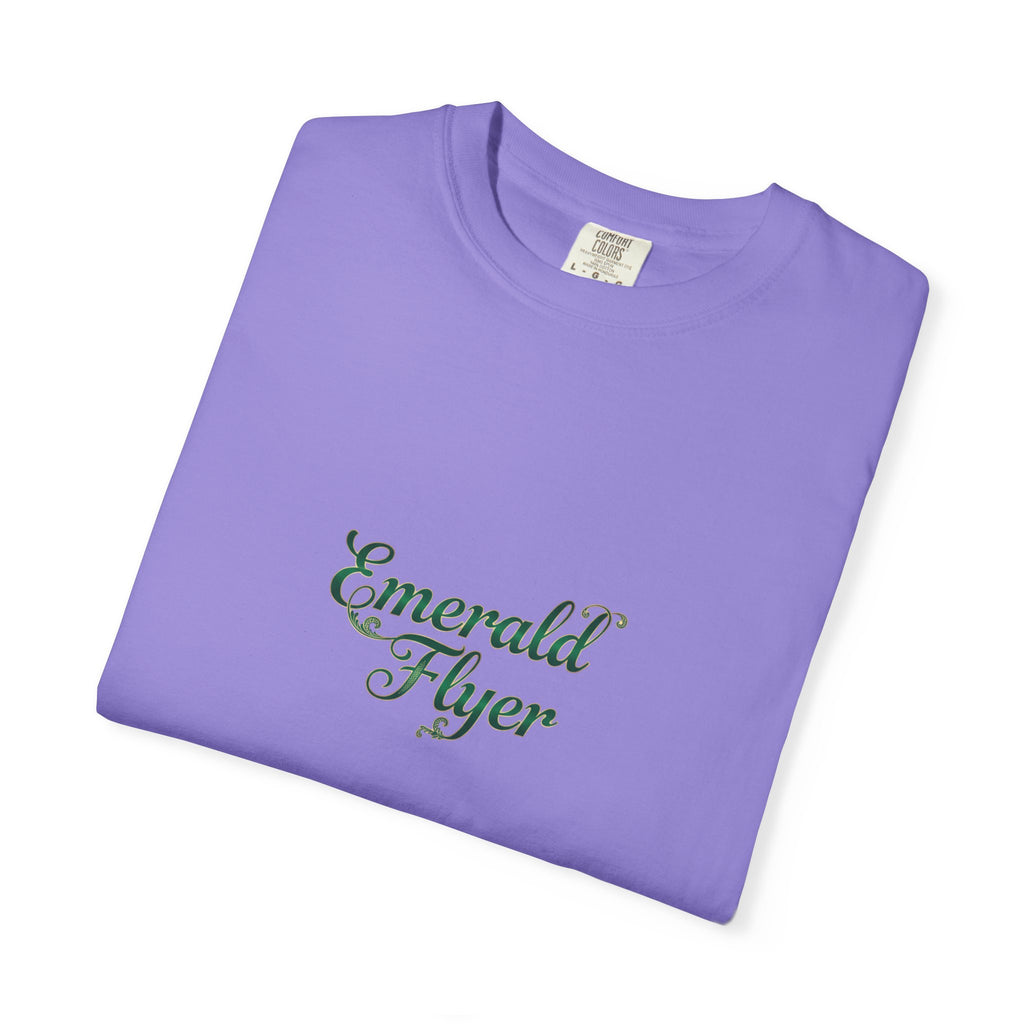 Emerald Flyer T-Shirt — "Born To Fly" Winged Emerald Graphic Tee