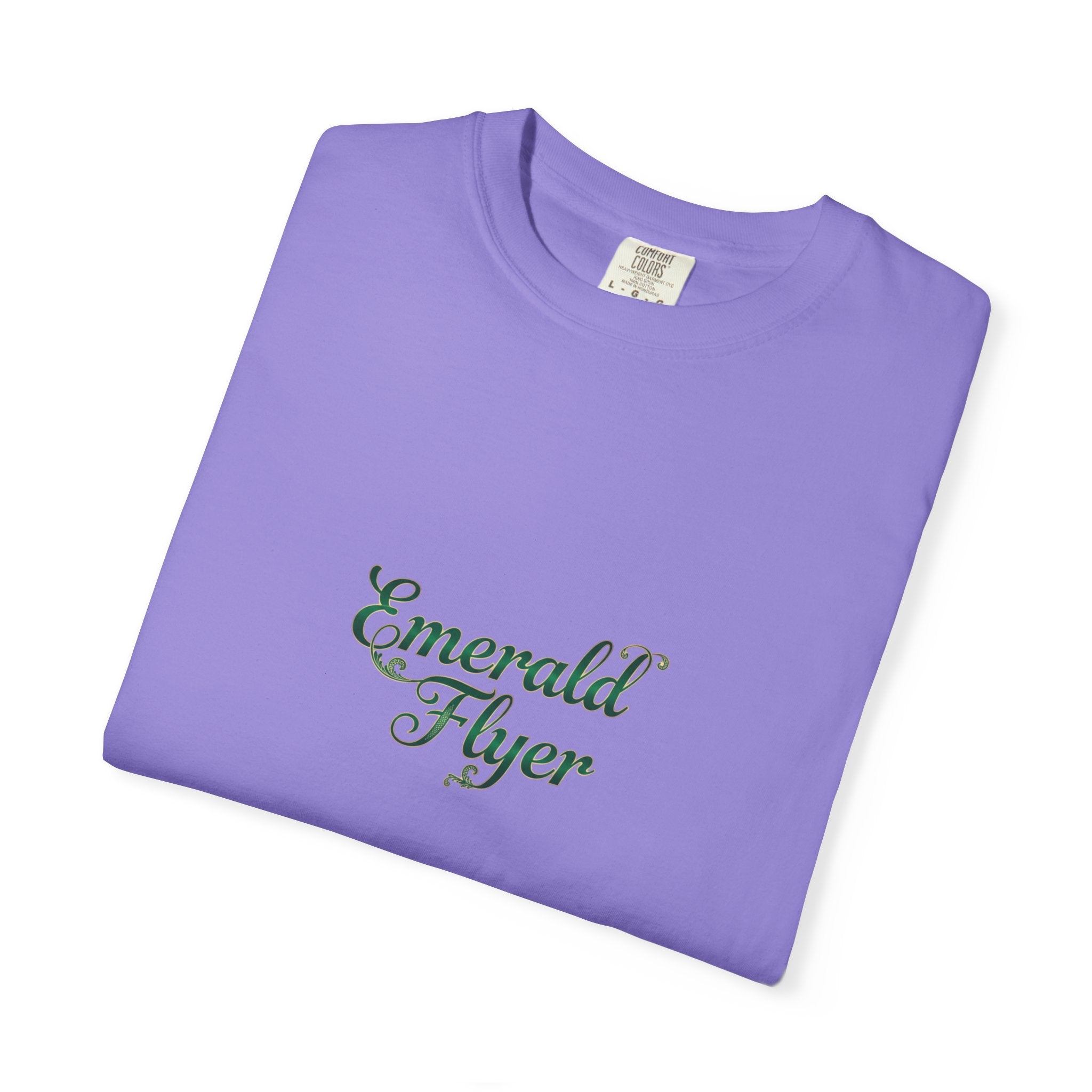 Emerald Flyer T-Shirt — "Born To Fly" Winged Emerald Graphic Tee