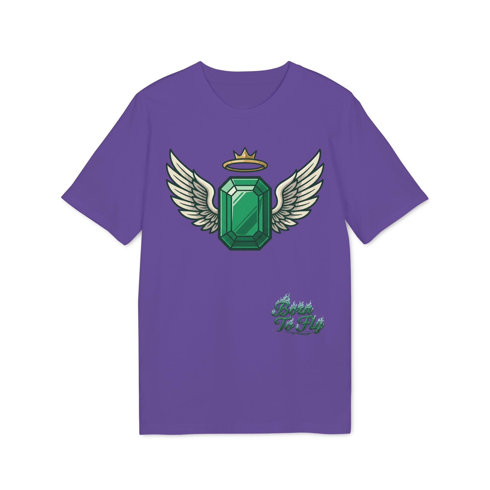 Emerald Flyer T-Shirt — Winged Gem Graphic "Born To Fly"