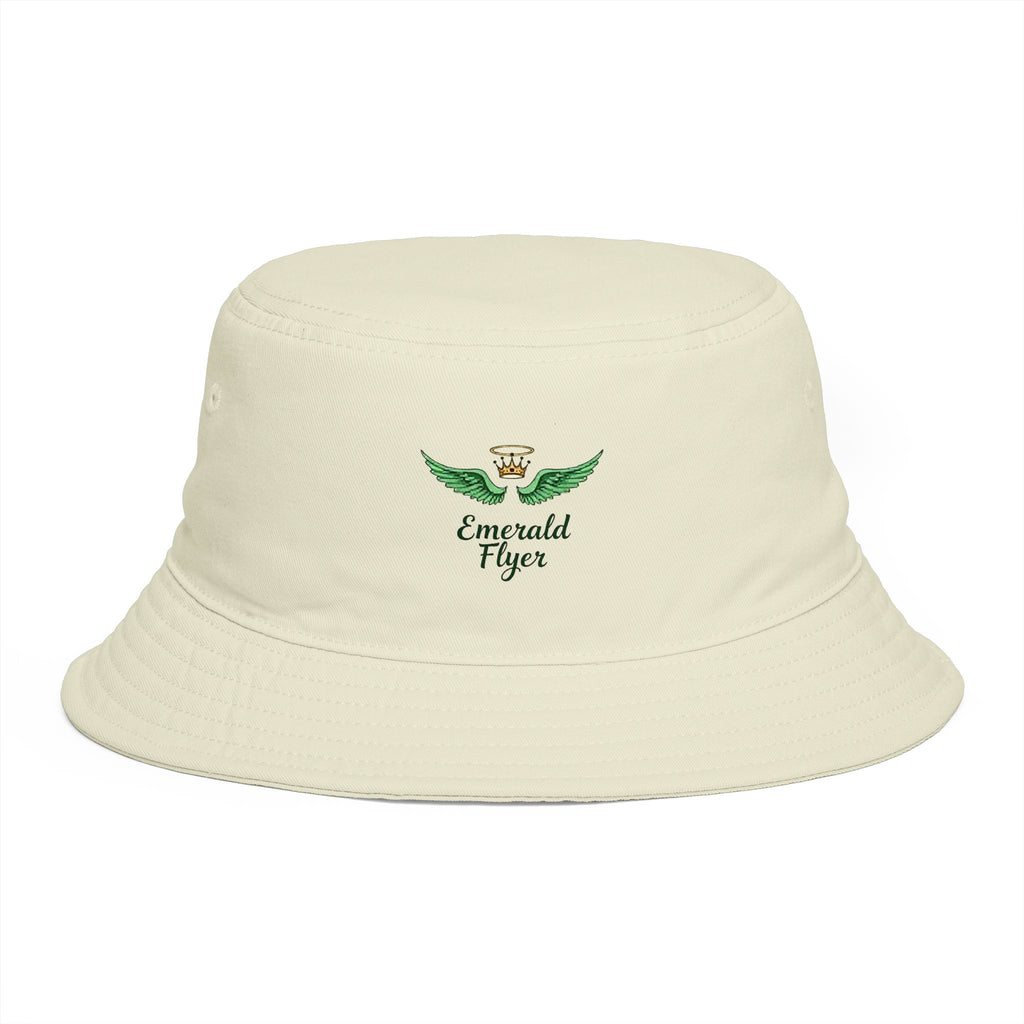Emerald Tiger Brown Bucket Hat — Embroidered Green Winged Tiger Logo