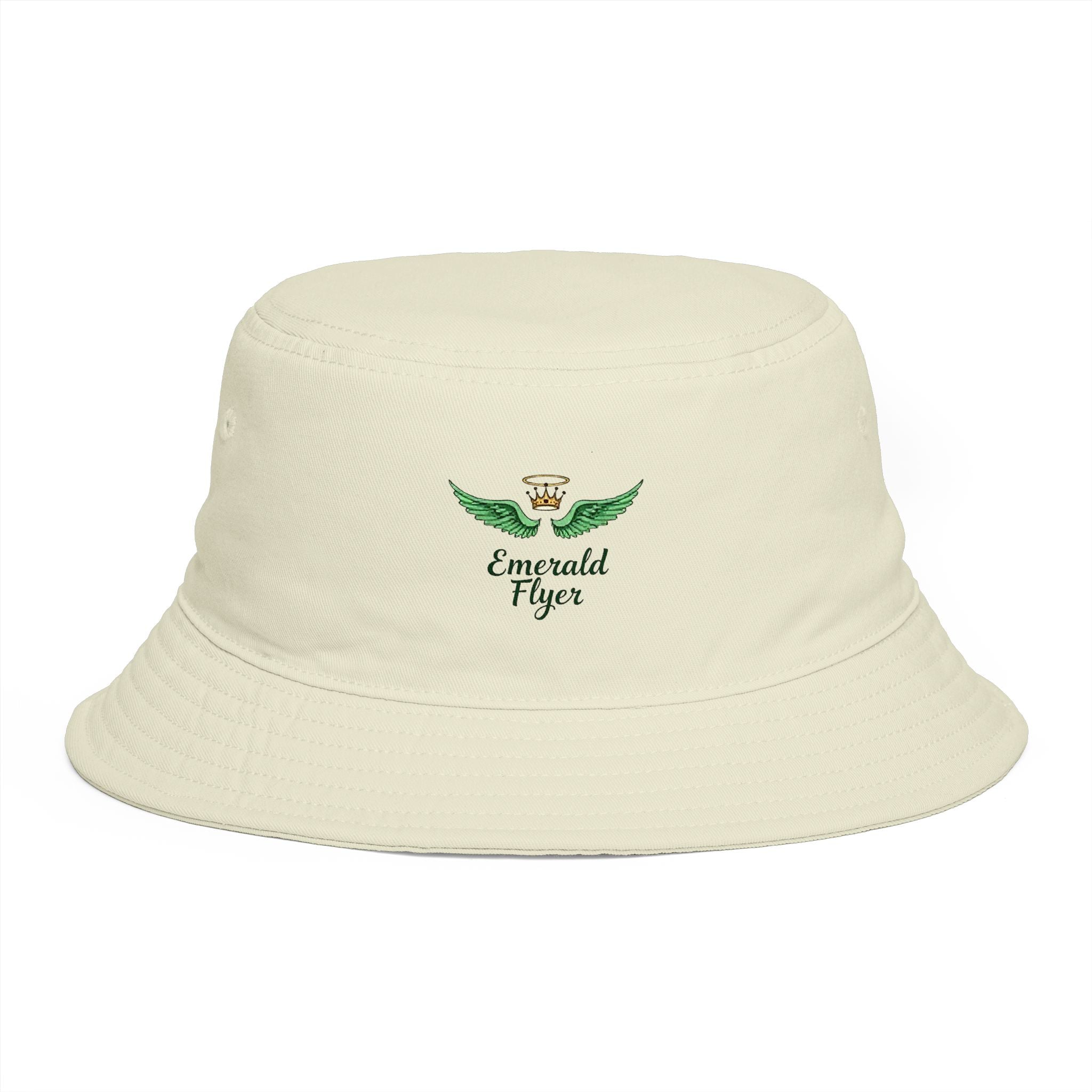 Emerald Tiger Brown Bucket Hat — Embroidered Green Winged Tiger Logo