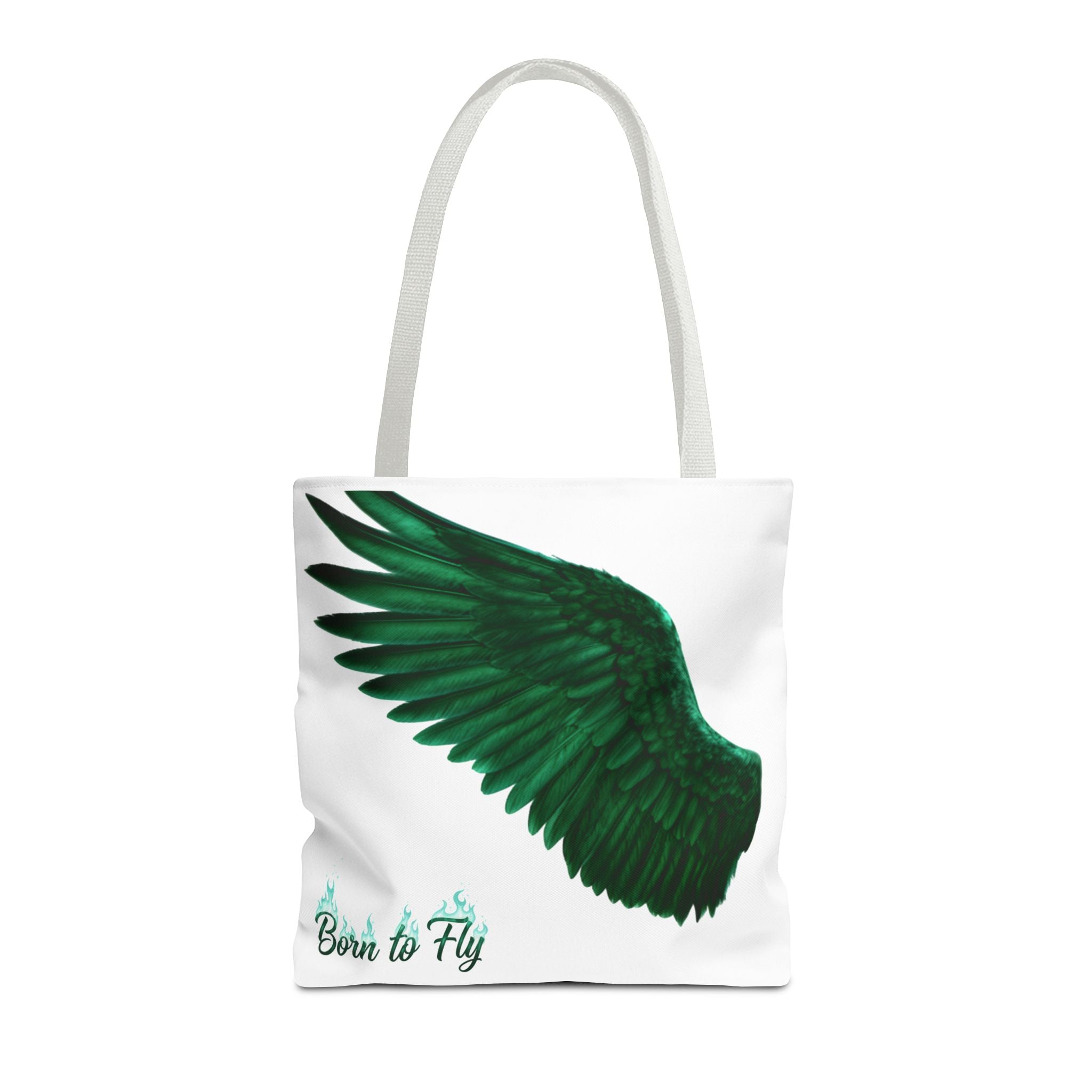 Emerald Wings Tote Bag — "Born to Fly" / "Emerald Flyer" Printed Tote