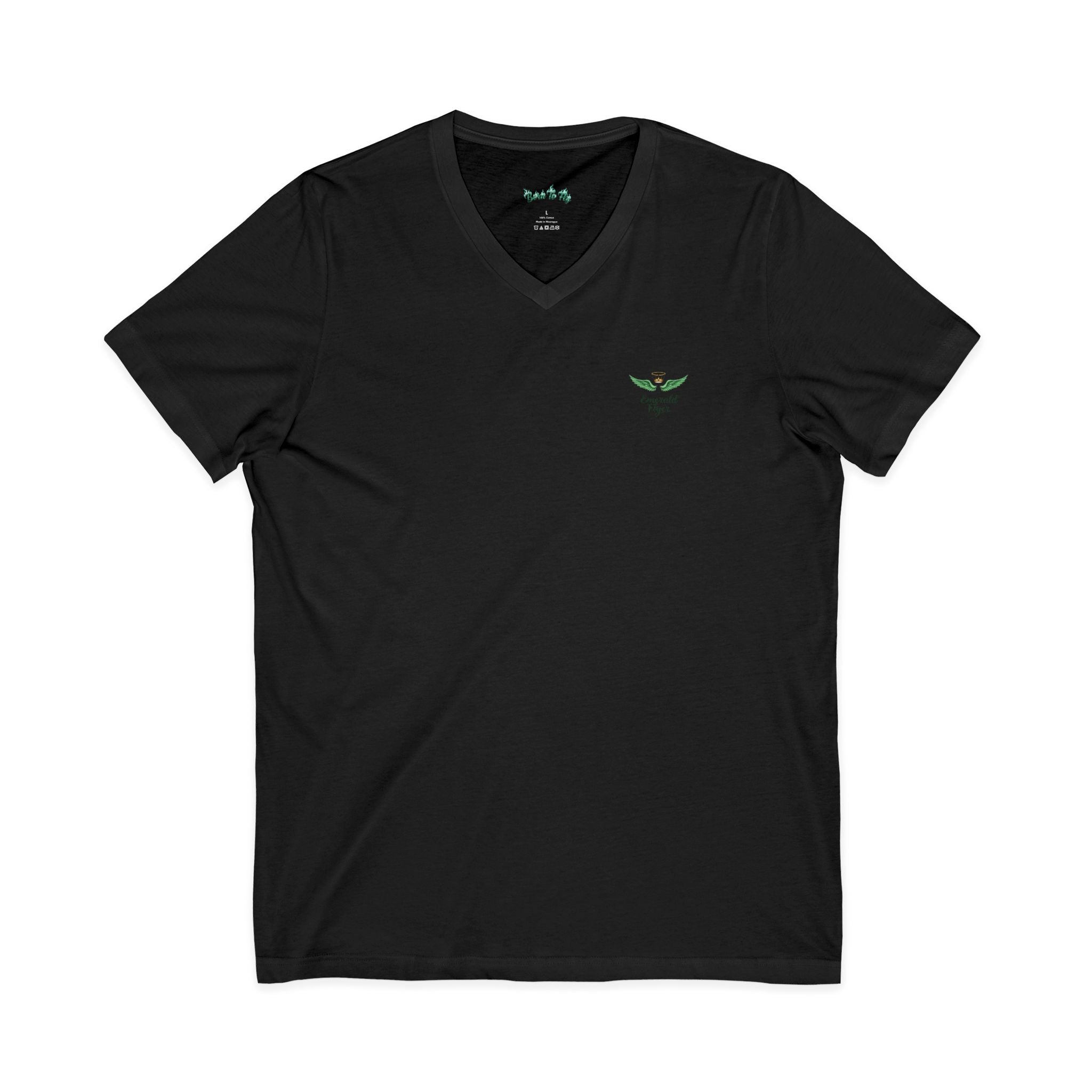 Minimal 'Grow Wild' V-Neck Tee — Small Leaf Chest Graphic, Eco Casual Shirt
