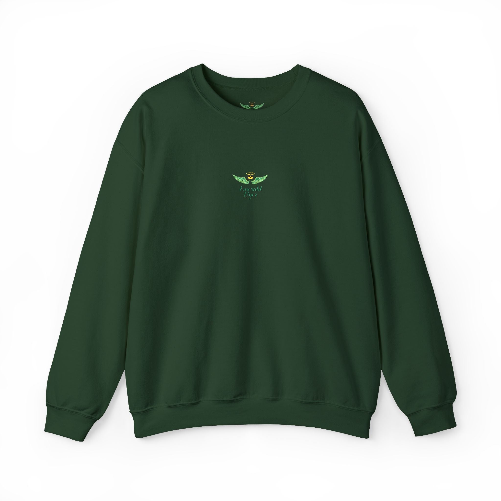 White Crewneck Sweatshirt with Tiny Green Plant Embroidery – “Plant Babe” Minimal Floral Design