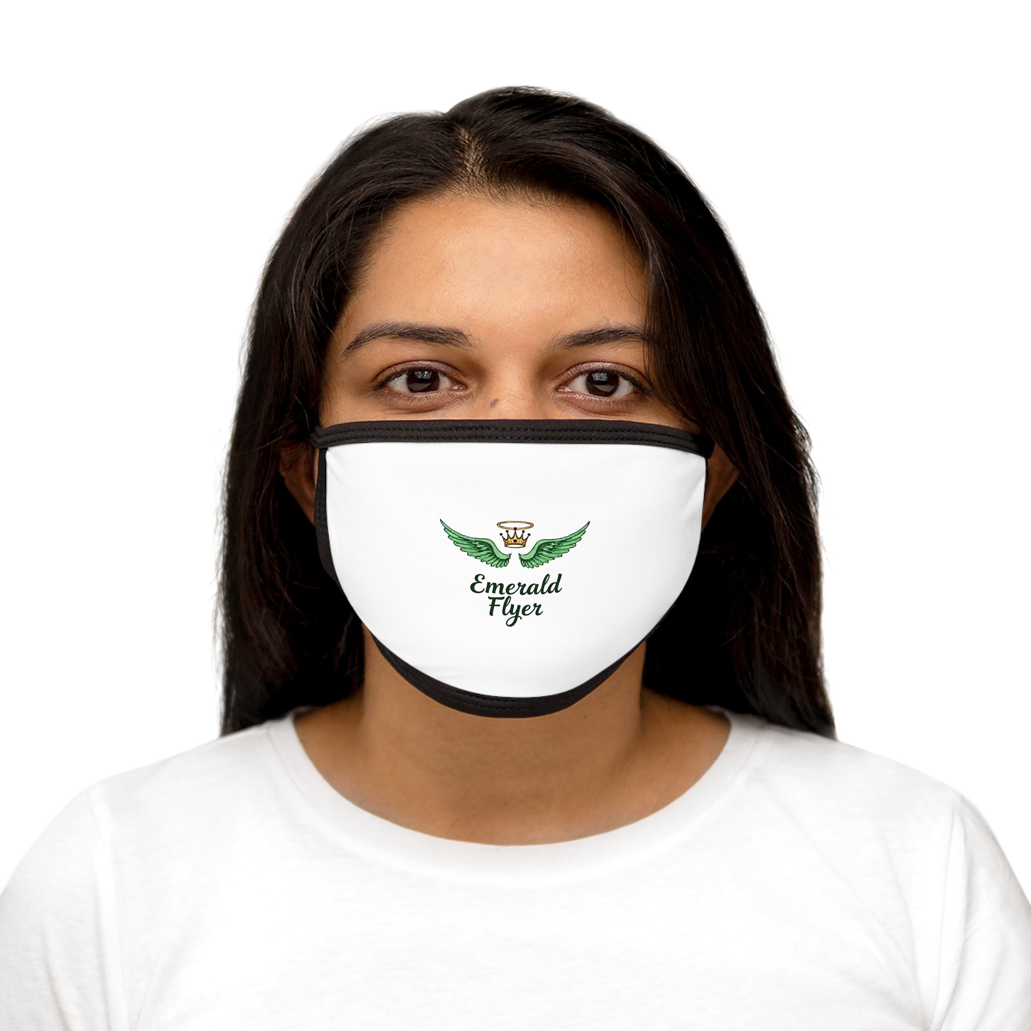 Emerald Flyer wings logo Face Mask | Green winged crown design