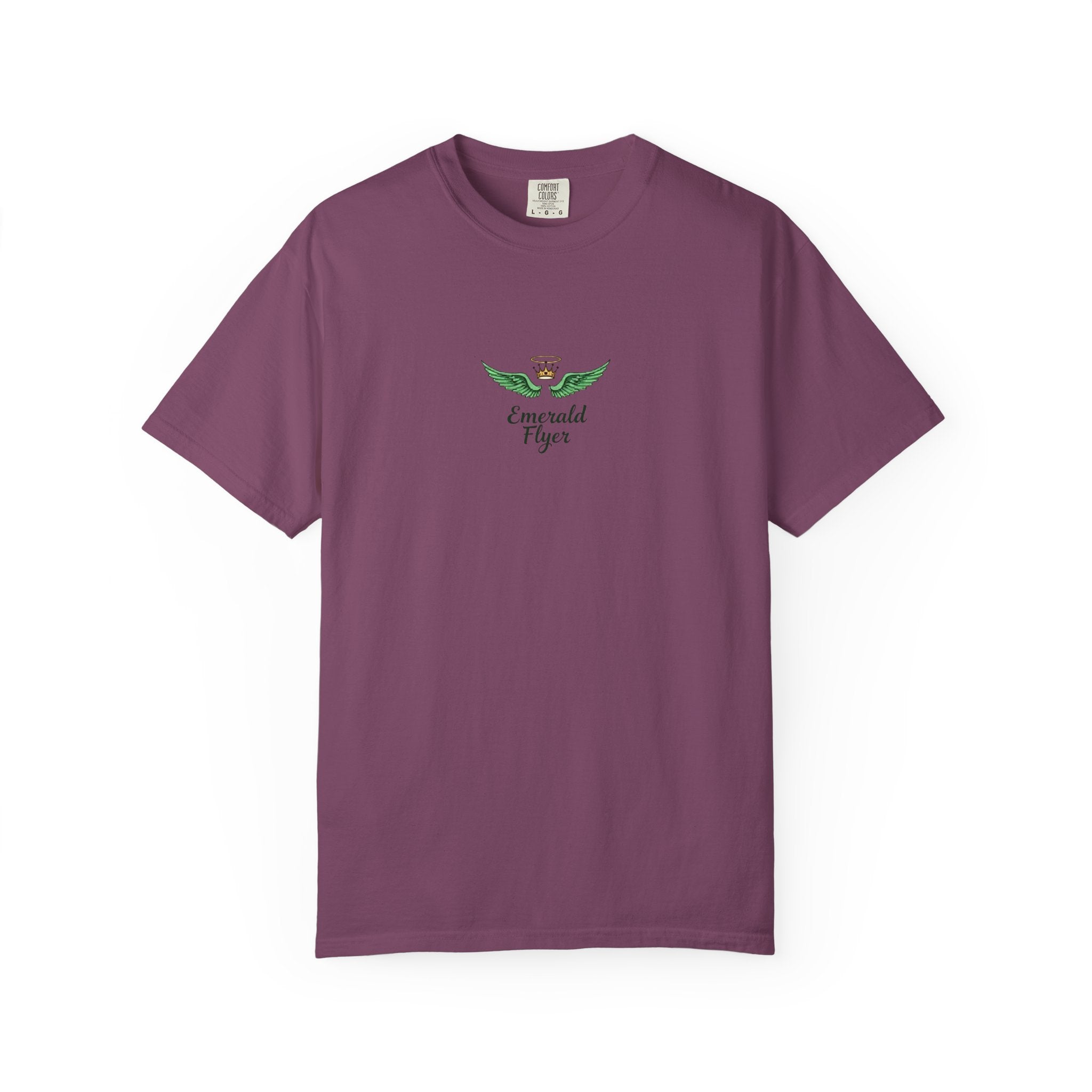 Emerald Tiger T‑Shirt — Green Winged Crown 'Born to Fly' Graphic Tee
