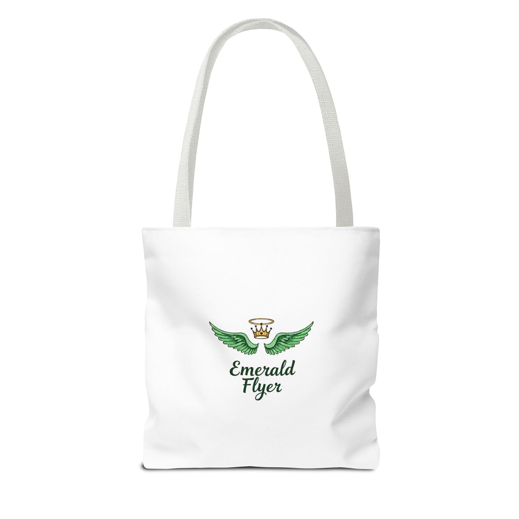 Emerald Wings Tote Bag — "Born to Fly" / "Emerald Flyer" Printed Tote