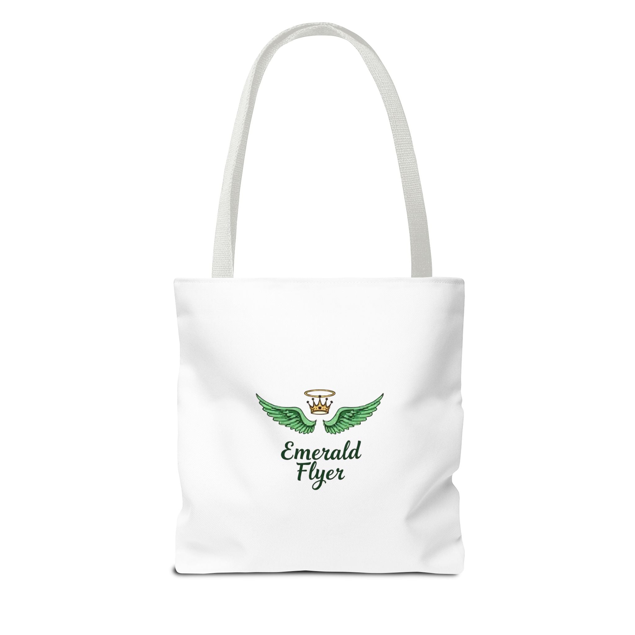 Emerald Wings Tote Bag — "Born to Fly" / "Emerald Flyer" Printed Tote
