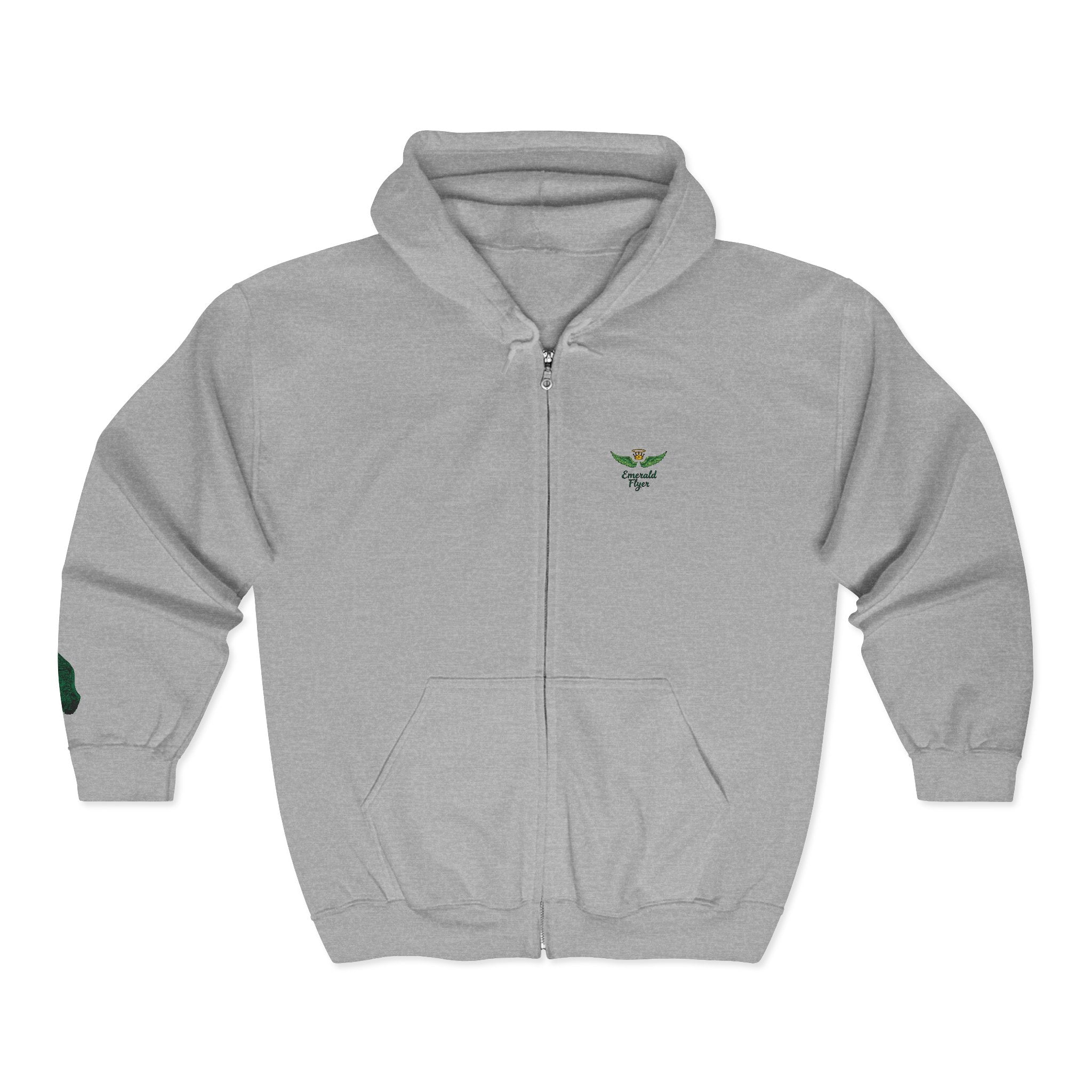 Emerald Flyer feather cuff zip hoodie