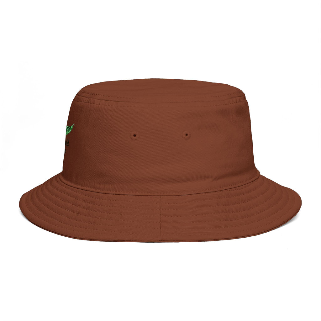Emerald Tiger Brown Bucket Hat — Embroidered Green Winged Tiger Logo