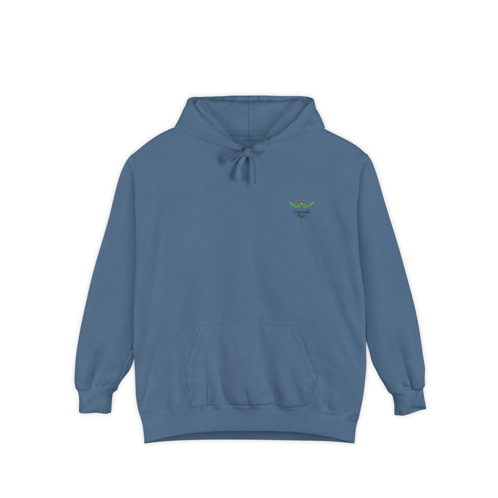 Minimal Plant Logo Hoodie — Small Green Leaf Chest Design