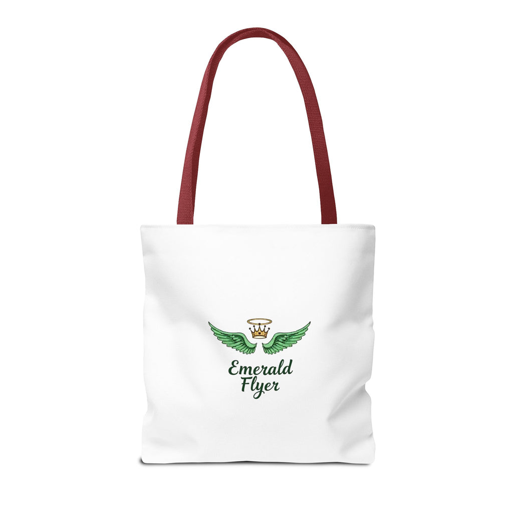 Emerald Wings Tote Bag — "Born to Fly" / "Emerald Flyer" Printed Tote