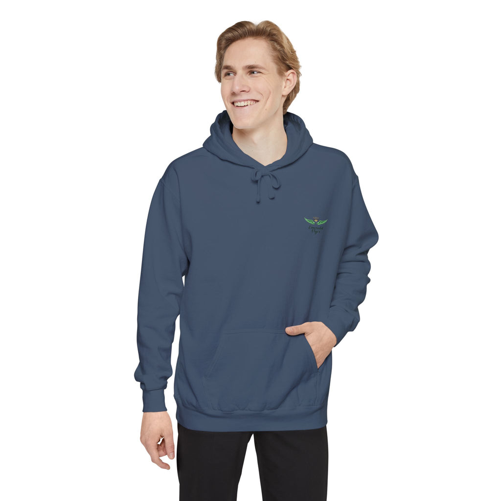 Minimal Plant Logo Hoodie — Small Green Leaf Chest Design