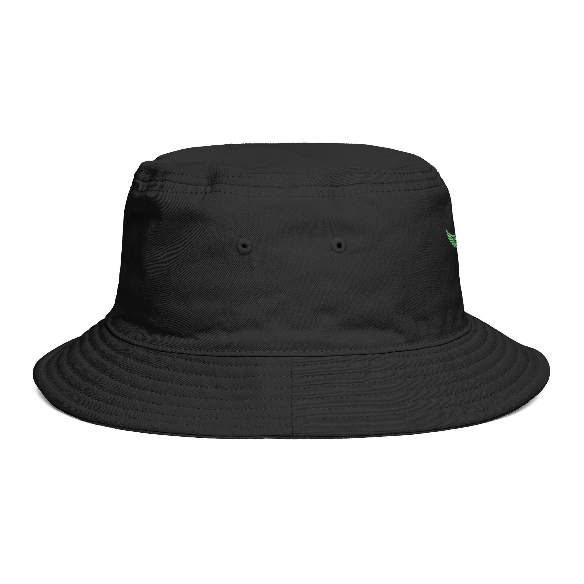 Emerald Tiger Brown Bucket Hat — Embroidered Green Winged Tiger Logo