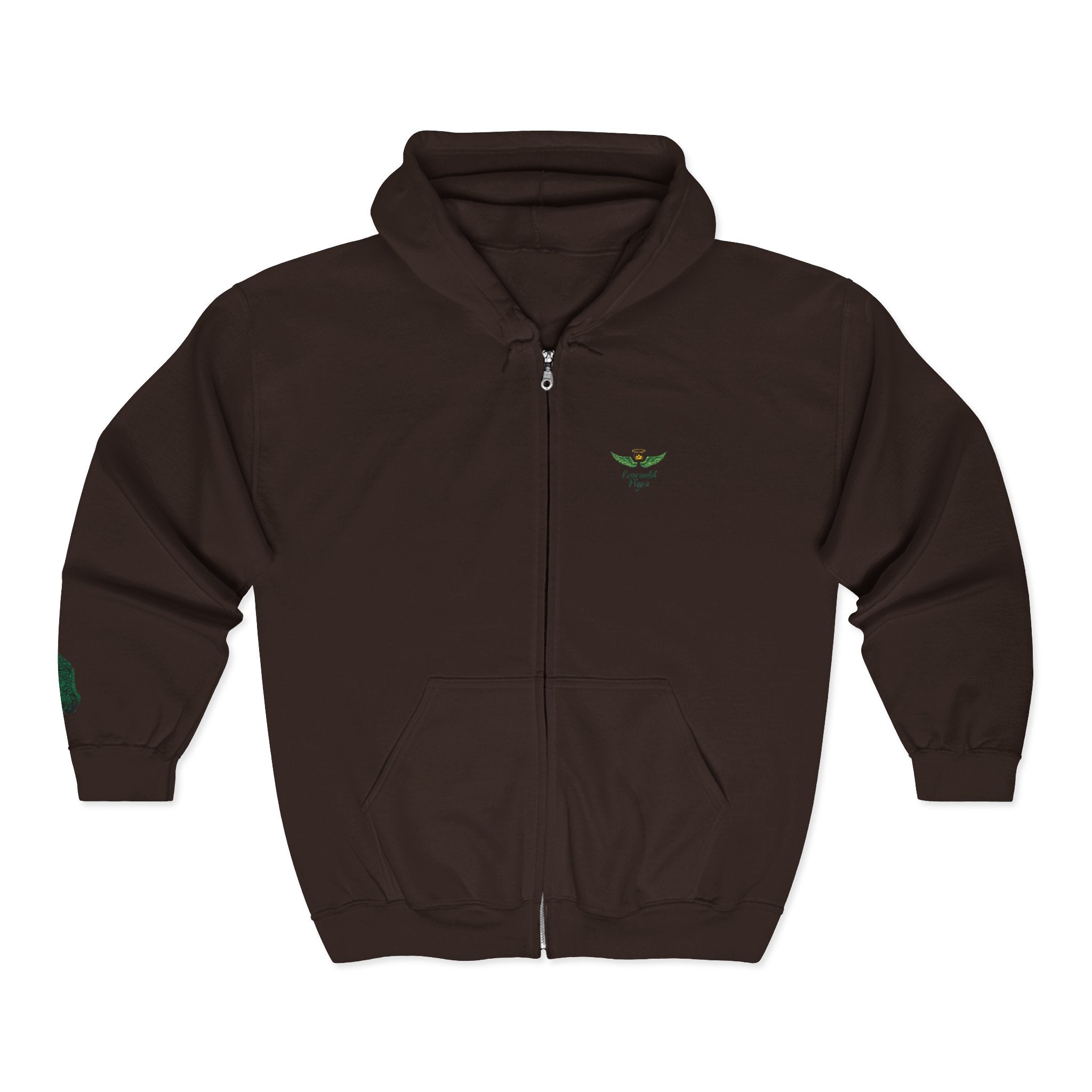 Emerald Flyer feather cuff zip hoodie