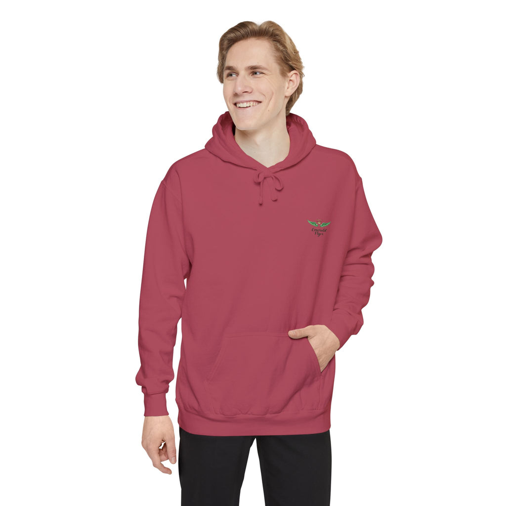 Minimal Plant Logo Hoodie — Small Green Leaf Chest Design