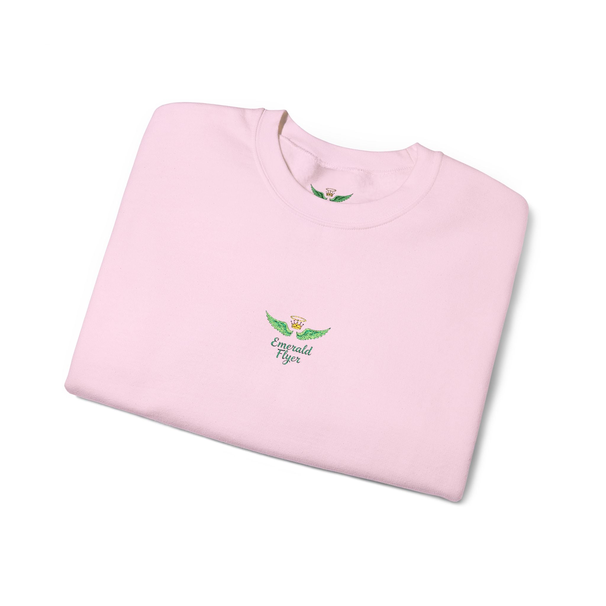 White Crewneck Sweatshirt with Tiny Green Plant Embroidery – “Plant Babe” Minimal Floral Design