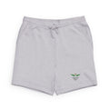 Black Sponge Fleece Sweatshorts with Minimal Green Leaf Logo — Casual Lounge Shorts