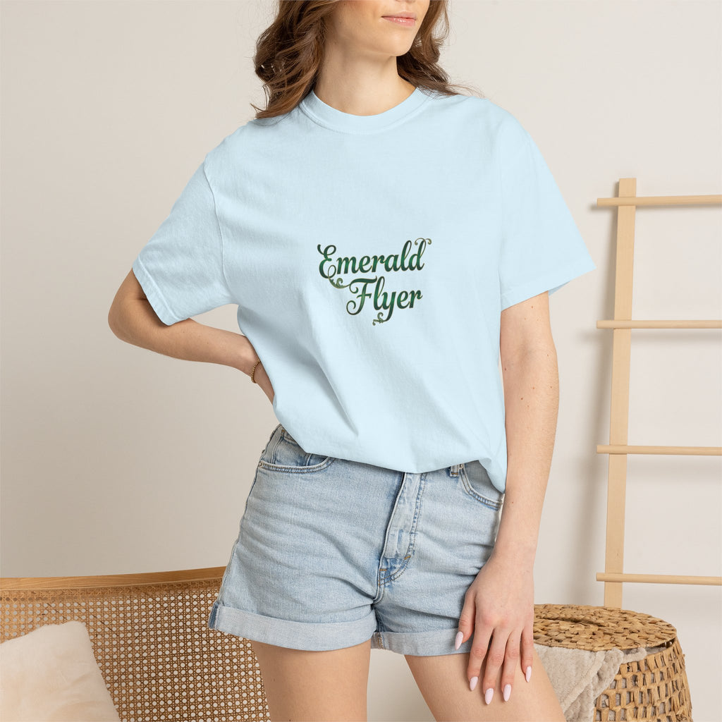 Emerald Flyer T-Shirt — "Born To Fly" Winged Emerald Graphic Tee