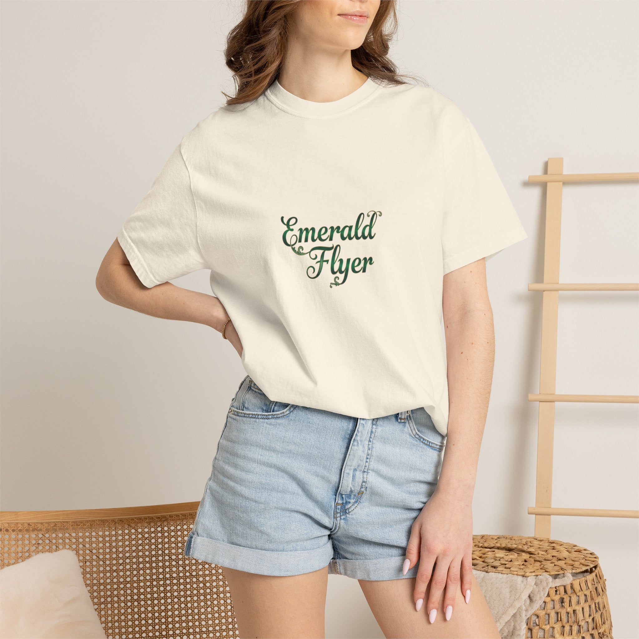 Emerald Flyer T-Shirt — "Born To Fly" Winged Emerald Graphic Tee