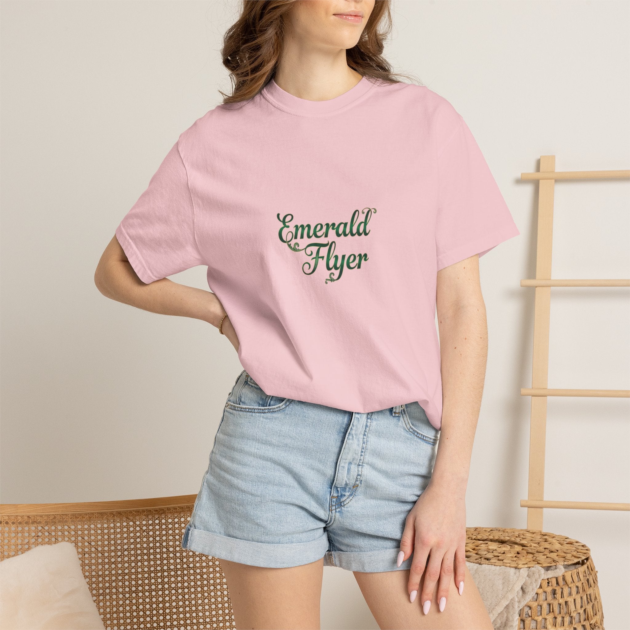 Emerald Flyer T-Shirt — "Born To Fly" Winged Emerald Graphic Tee