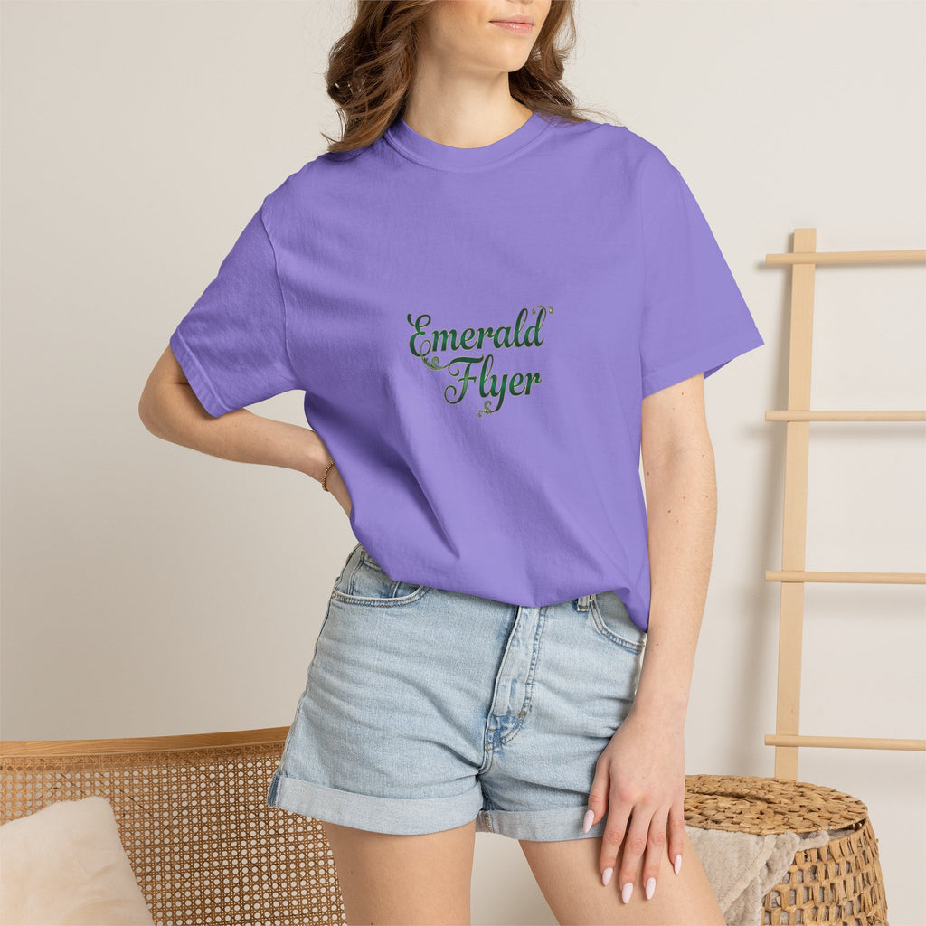 Emerald Flyer T-Shirt — "Born To Fly" Winged Emerald Graphic Tee