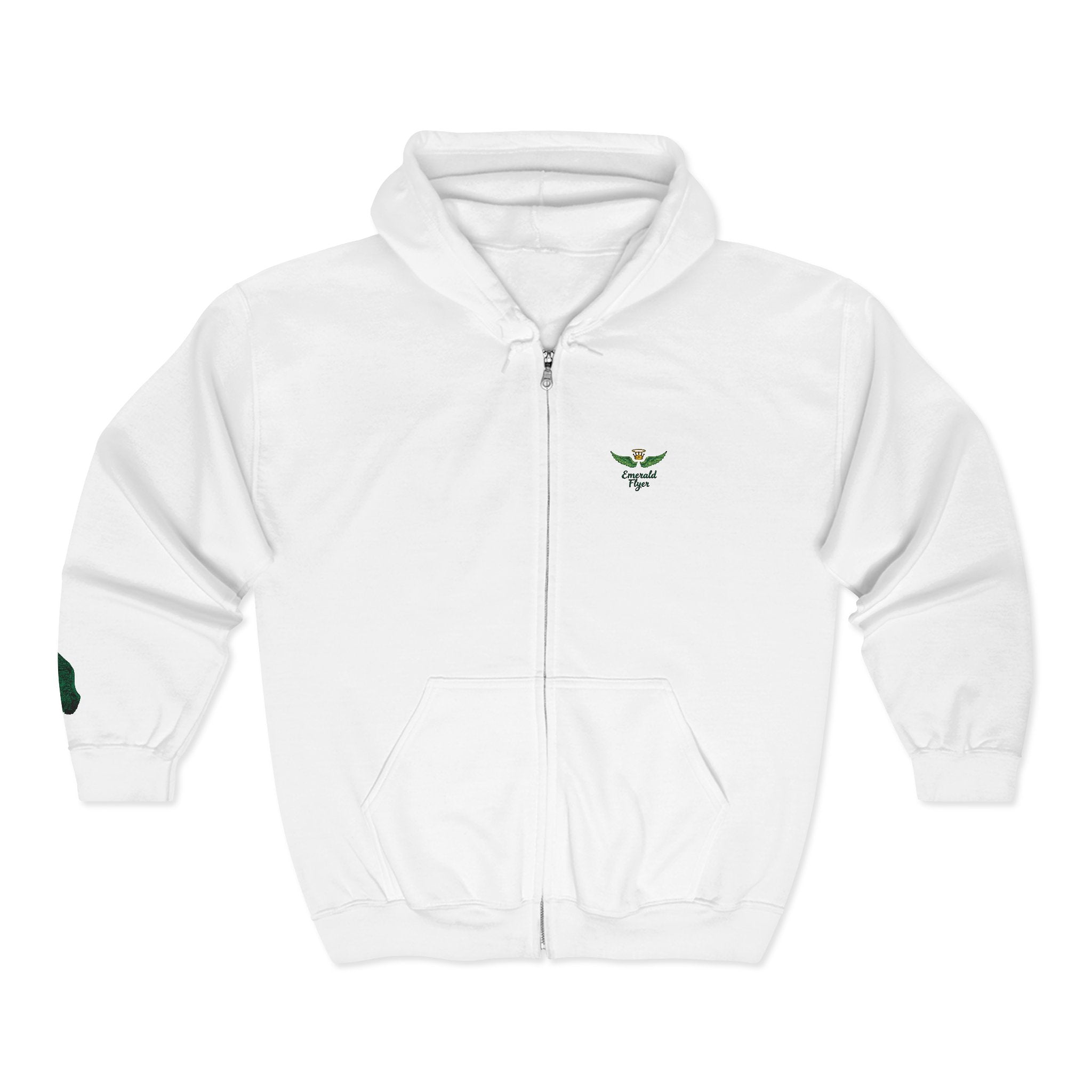 Emerald Flyer feather cuff zip hoodie