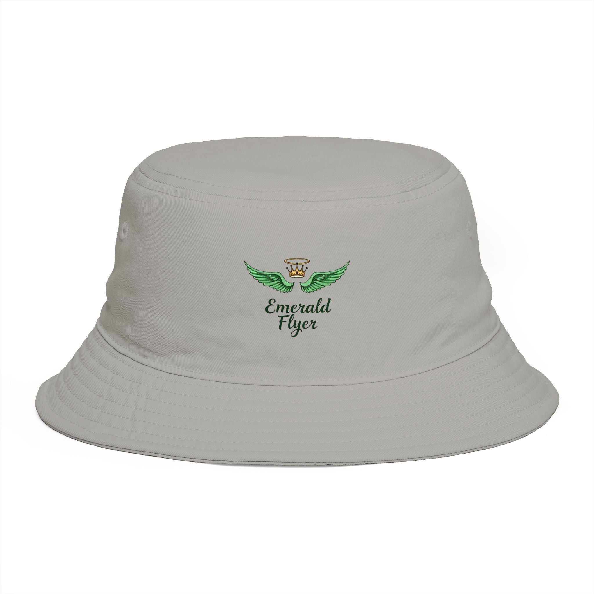Emerald Tiger Brown Bucket Hat — Embroidered Green Winged Tiger Logo