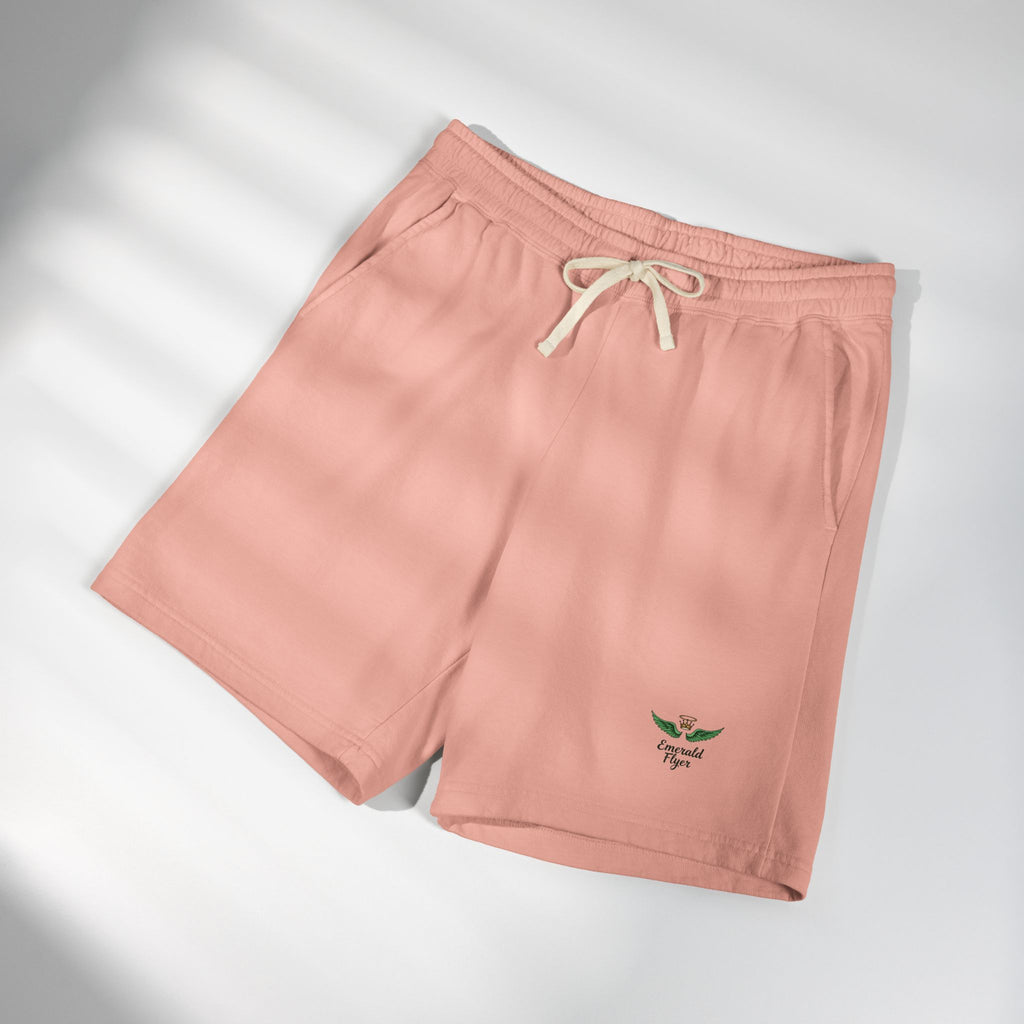 Emerald Flyer Fleece Sweat Shorts — Lightweight Garment-Dyed Lounge Shorts