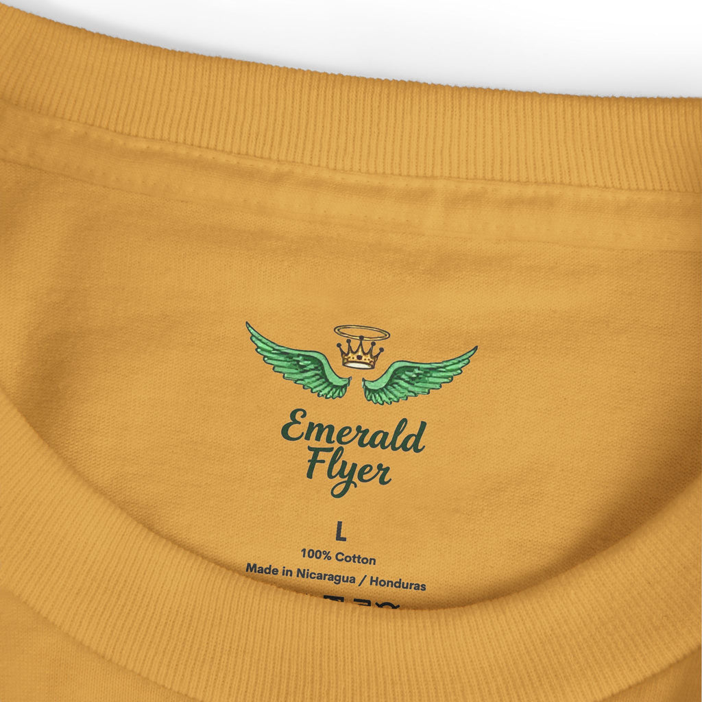 Emerald Flyer Tee — 'Emerald Flyer' Wings Graphic Cotton T-Shirt