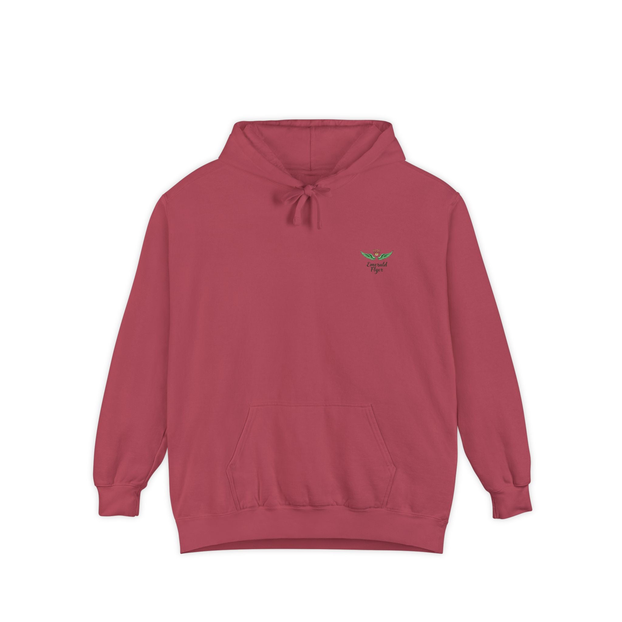 Minimal Plant Logo Hoodie — Small Green Leaf Chest Design